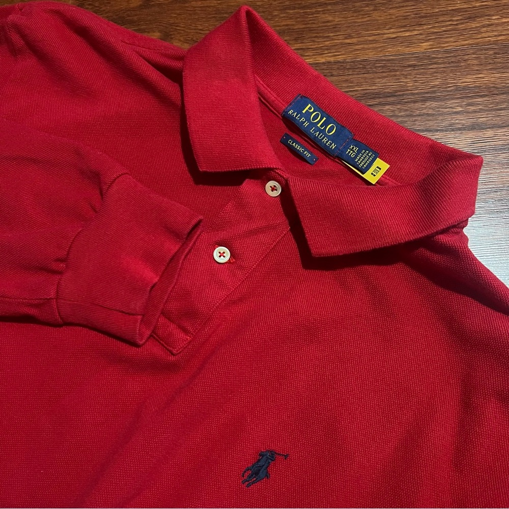 Polo Ralph Lauren Long Sleeve Red Polo Shirt Mens XXL